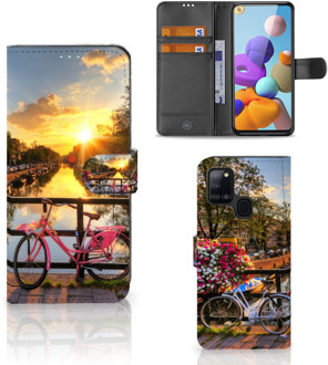 B2Ctelecom Bookcase Samsung Galaxy A21s Telefoon Hoesje Amsterdamse Grachten