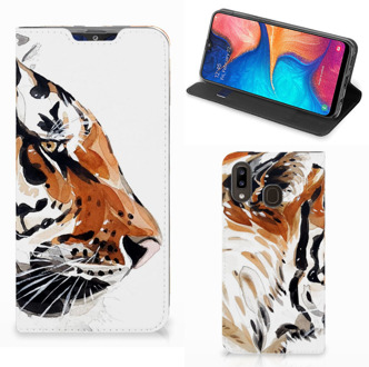 B2Ctelecom Bookcase Samsung Galaxy A30 Watercolor Tiger