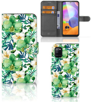 B2Ctelecom Bookcase Samsung Galaxy A31 GSM Hoesje Orchidee Groen