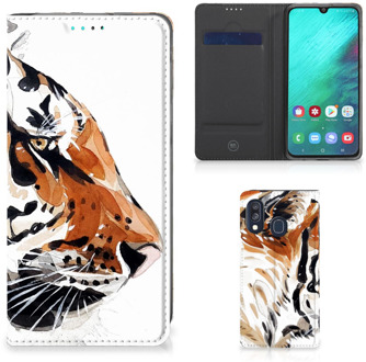 B2Ctelecom Bookcase Samsung Galaxy A40 Watercolor Tiger