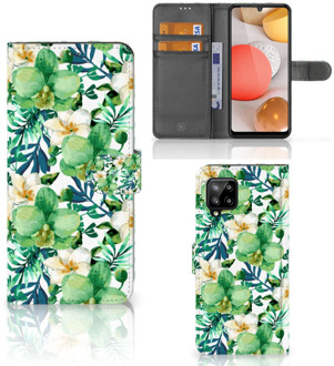 B2Ctelecom Bookcase Samsung Galaxy A42 5G GSM Hoesje Orchidee Groen