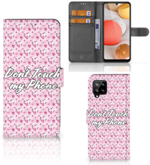 B2Ctelecom Bookcase Samsung Galaxy A42 5G Hoesje Flowers Pink DTMP