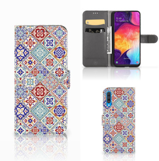 B2Ctelecom Bookcase Samsung Galaxy A50 Tiles Color