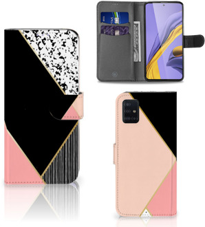 B2Ctelecom Bookcase Samsung Galaxy A51 Zwart Roze Vormen