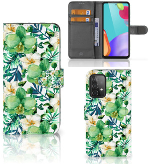 B2Ctelecom Bookcase Samsung Galaxy A52 GSM Hoesje Orchidee Groen Bloemen