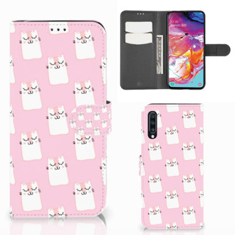 B2Ctelecom Bookcase Samsung Galaxy A70 Sleeping Cats