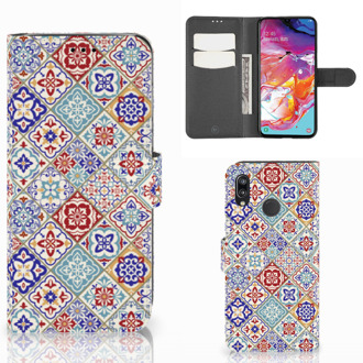 B2Ctelecom Bookcase Samsung Galaxy A70 Tiles Color