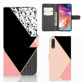 B2Ctelecom Bookcase Samsung Galaxy A70 Zwart Roze Vormen