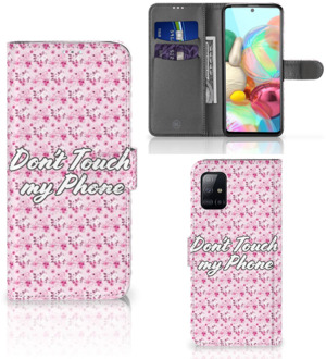 B2Ctelecom Bookcase Samsung Galaxy A71 Hoesje Flowers Pink DTMP