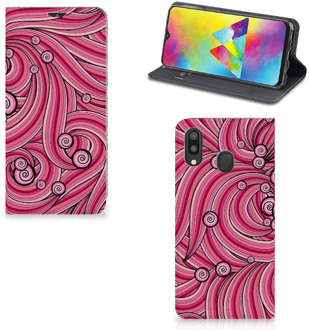 B2Ctelecom Bookcase Samsung Galaxy M20 Swirl Pink