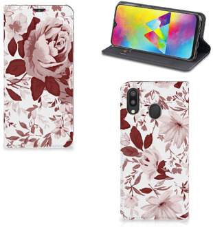 B2Ctelecom Bookcase Samsung Galaxy M20 Watercolor Flowers