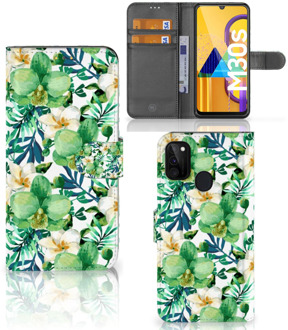 B2Ctelecom Bookcase Samsung Galaxy M21 GSM Hoesje Orchidee Groen