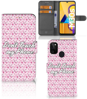 B2Ctelecom Bookcase Samsung Galaxy M21 Hoesje Flowers Pink DTMP