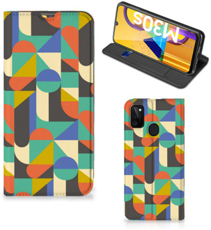 B2Ctelecom Bookcase Samsung Galaxy M21 Smart Cover Funky Retro