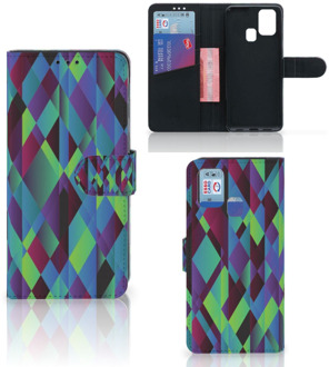 B2Ctelecom Bookcase Samsung Galaxy M31 Hoesje Abstract Green Blue