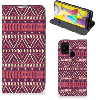 B2Ctelecom Bookcase Samsung Galaxy M31 Smart Cover Aztec Purple