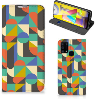 B2Ctelecom Bookcase Samsung Galaxy M31 Smart Cover Funky Retro