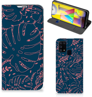 B2Ctelecom Bookcase Samsung Galaxy M31 Smartphone Hoesje Palm Leaves