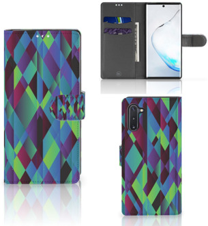 B2Ctelecom Bookcase Samsung Galaxy Note 10 Abstract Green Blue