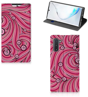 B2Ctelecom Bookcase Samsung Galaxy Note 10 Swirl Pink