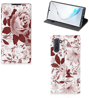 B2Ctelecom Bookcase Samsung Galaxy Note 10 Watercolor Flowers