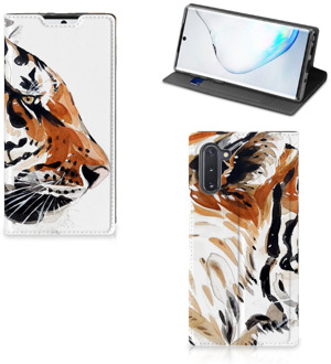 B2Ctelecom Bookcase Samsung Galaxy Note 10 Watercolor Tiger