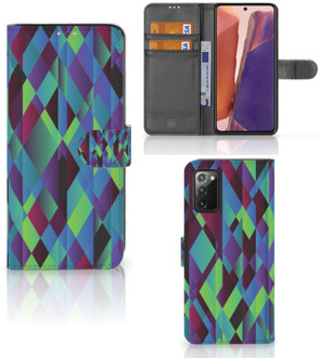 B2Ctelecom Bookcase Samsung Galaxy Note 20 Hoesje Abstract Green Blue