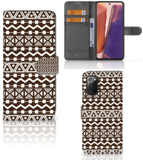 B2Ctelecom Bookcase Samsung Galaxy Note 20 Hoesje Aztec Brown