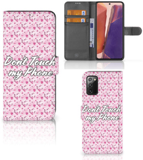 B2Ctelecom Bookcase Samsung Galaxy Note 20 Hoesje Flowers Pink DTMP