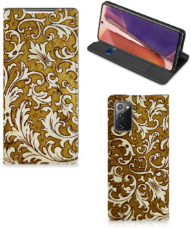 B2Ctelecom Bookcase Samsung Galaxy Note20 Telefoonhoesje Barok Goud