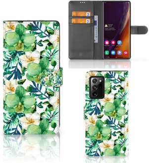 B2Ctelecom Bookcase Samsung Galaxy Note20 Ultra GSM Hoesje Orchidee Groen