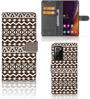 B2Ctelecom Bookcase Samsung Galaxy Note20 Ultra Hoesje Aztec Brown