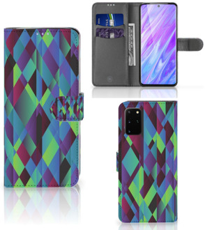 B2Ctelecom Bookcase Samsung Galaxy S20 Plus Hoesje Abstract Green Blue