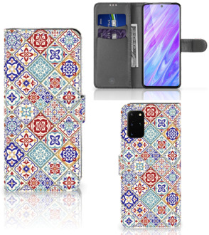 B2Ctelecom Bookcase Samsung Galaxy S20 Plus Hoesje Tiles Color