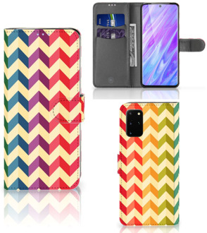 B2Ctelecom Bookcase Samsung Galaxy S20 Plus Telefoon Hoesje Zigzag Color