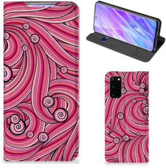 B2Ctelecom Bookcase Samsung Galaxy S20 Swirl Pink