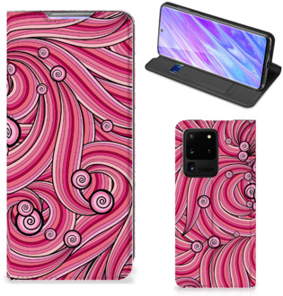 B2Ctelecom Bookcase Samsung Galaxy S20 Ultra Swirl Pink