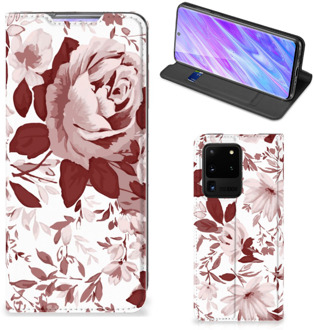 B2Ctelecom Bookcase Samsung Galaxy S20 Ultra Watercolor Flowers