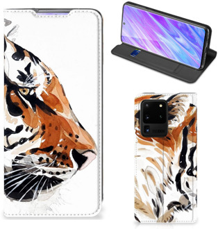 B2Ctelecom Bookcase Samsung Galaxy S20 Ultra Watercolor Tiger