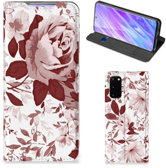 B2Ctelecom Bookcase Samsung Galaxy S20 Watercolor Flowers