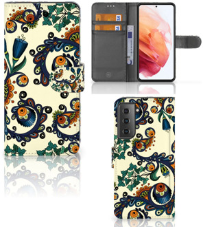 B2Ctelecom Bookcase Samsung Galaxy S21 Hoesje Barok Flower