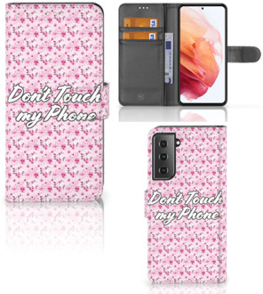 B2Ctelecom Bookcase Samsung Galaxy S21 Hoesje Flowers Pink DTMP