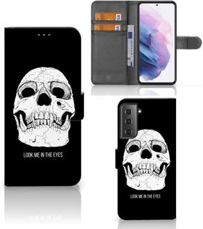 B2Ctelecom Bookcase Samsung Galaxy S21 Plus GSM Hoesje Skull Eyes