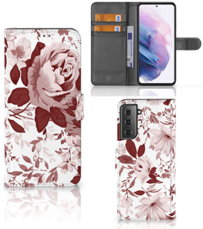 B2Ctelecom Bookcase Samsung Galaxy S21 Plus GSM Hoesje Watercolor Flowers