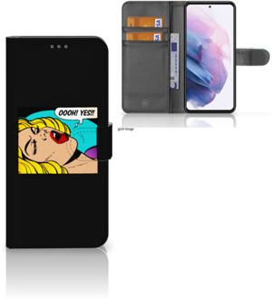 B2Ctelecom Bookcase Samsung Galaxy S21 Plus Hoesje Popart Oh Yes