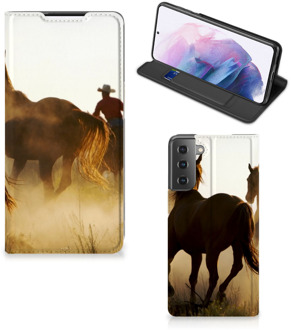 B2Ctelecom Bookcase Samsung Galaxy S21 Plus Smart Cover Cowboy