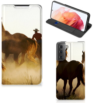 B2Ctelecom Bookcase Samsung Galaxy S21 Smart Cover Cowboy