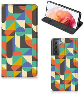 B2Ctelecom Bookcase Samsung Galaxy S21 Smart Cover Funky Retro