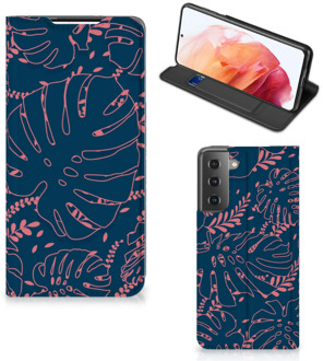 B2Ctelecom Bookcase Samsung Galaxy S21 Smartphone Hoesje Palm Leaves