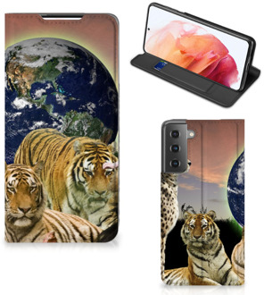 B2Ctelecom Bookcase Samsung Galaxy S21 Smartphone Hoesje Roofdieren